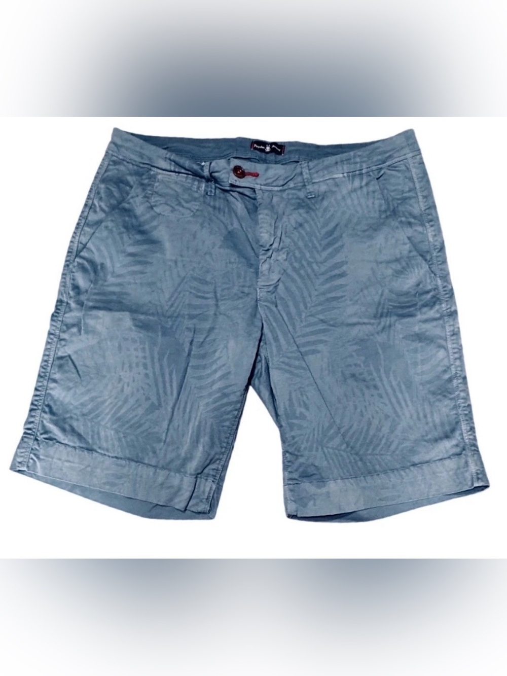 Psycho Bunny Shorts Mens 34 Blue Palm Leaf Tropical Hawaiian Chino Stretch 9”ins